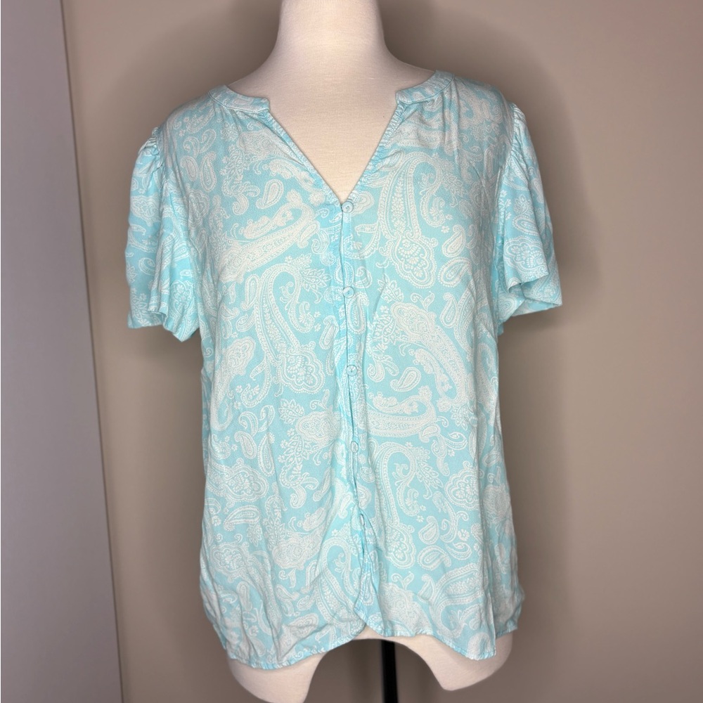 LOFT Light Blue Paisley Blouse